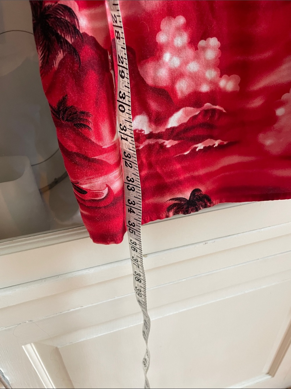 Red Tropical Slip Dress with Palm Print - Picture 6 of 7